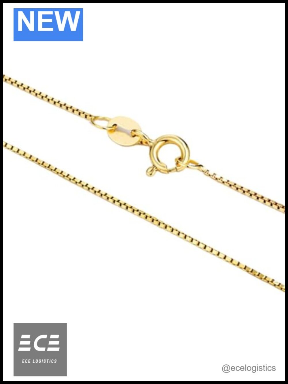 14K Real Gold Box Chain Necklace 0.6mm 1mm Spring Ring 16-30in
